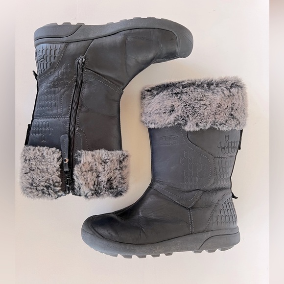 Keen Fremont Zip Waterproof Insulated Winter Boot Black Leather & Faux Fur, 6.5 - Picture 14 of 15